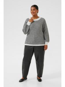 KAFFE curve Вязаный свитер KCeliona свободного кроя, светло-серый, размер M/черный