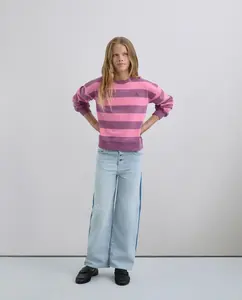 Детское худи с полосатым принтом и черепом Scalpers, фиолетовый