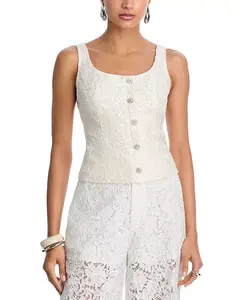 Эксклюзивный кружевной топ без рукавов из сутажа. Aqua, белый