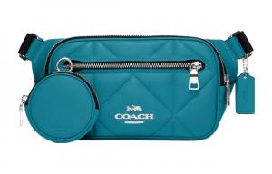 Комбинированная сумка через плечо из коровьей кожи, поясная сумка женская синяя COACH