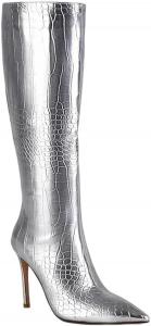 Женские длинные сапоги с тонким каблуком из лакированной кожи, зимние праздничные туфли Generic, A