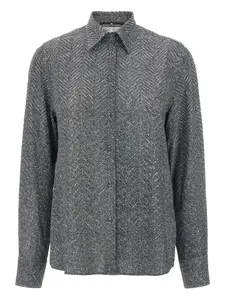 Рубашка с узором «елочка», украшенная стразами Ermanno Scervino, серый