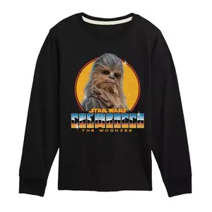 Футболка с длинным рукавом и принтом «Chewbacca the Wookie» для мальчиков 8-20 лет, хромированная Star Wars, черный