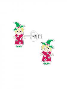 Alexander York Детские серьги-гвоздики «Ведьма» из серебра 925 пробы, комплект из 2 штук