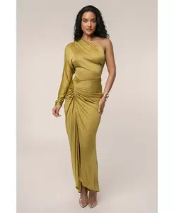 Женский боди с одним плечом и сборкой JLUXLABEL, зеленый