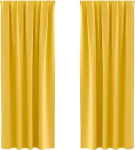 Плотные шторы с кольцами, 2 шт., горчично-желтый, 245 x 140 см vidaXL