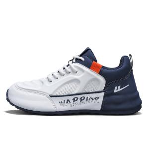 WARRIOR Износостойкие дышащие легкие мужские низкие кеды повседневные белый темно-синий оранжевый, цвет White Dark Blue Orange