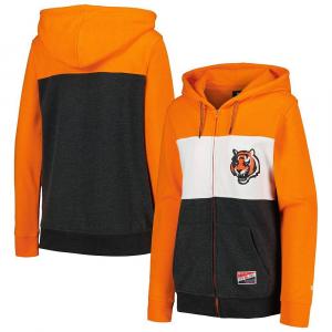 Женская худи New Era Orange Cincinnati Bengals с молнией во всю длину и цветными блоками, цвет Bng Orange