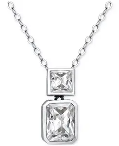 Ожерелье с подвеской в форме восьмиугольника и квадрата из 18-каратного позолоченного стерлингового серебра с кубическим цирконием, длиной 16 дюймов + 2 дюйма, создано для Macy's. Giani Bernini, silver