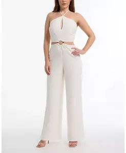 Женский комбинезон с широкими брючинами и запахом на шее Bebe, белый