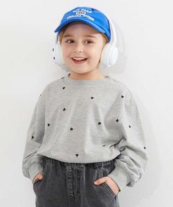 Футболка с длинным рукавом и принтом в виде сердечек, детская одежда, для девочек, с длинным рукавом, весна/лето 2026 Devirock, цвет 003-Mottled Gray