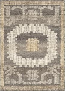 Ковер SAFAVIEH, 61 x 92 см, Kenya Collection, Ivory & Brown, ручное плетение, племенной узор, шерсть, идеально для помещений с высокой проходимостью: прихожая, гостиная, спальня (KNY313A)