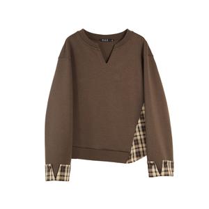 ELLE Свитшот Women's Coffee V-образный вырез Moderate Regular