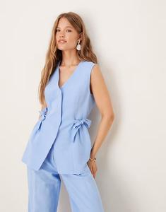 Жилет из льняной смеси синего цвета с завязками по бокам Asos Design