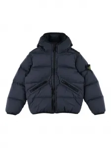 Пуховик с капюшоном Stone Island Junior, синий