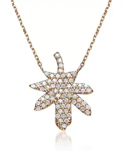 Подвеска из стерлингового серебра с белыми кубическими цирконами в виде кленового листа Genevive, gold