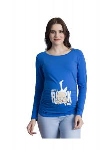 Рубашка с длинными рукавами для беременных I Will Rock You с мотивом M.M.C., темно-синий