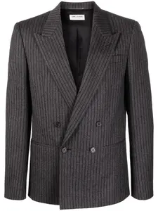 Двубортный пиджак в полоску Saint Laurent, серый