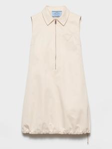 Мини-платье Prada с застежкой-молнией и завязкой на подоле, нейтральный