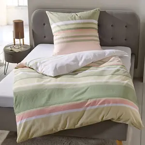 Постельное белье Dream Sleep Seersucker Stripes Green 155x220 см + 80x80 см Traumschlaf