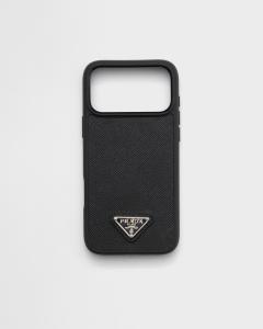 Чехол из сафьяновой кожи для iPhone 17 Pro Max Prada, черный