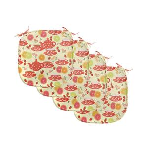 ABAKUHAUS Современные подушки на обеденный стул, чашка с горошком и фруктами, декоративная водонепроницаемая подушка с ремнями для кухонных сидений, 40 см x 40 см — упаковка из 4 шт., ярко-желтый