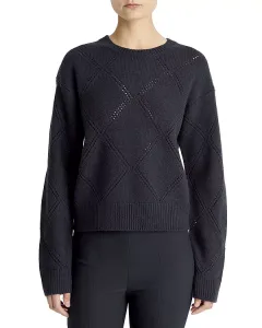 Шерстяной свитер с круглым вырезом Vince, синий