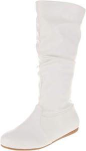 Женские сапоги Forever с круглым носком, свободной посадкой, веганские, удобные, плоские, средней высоты и высокой голени, White