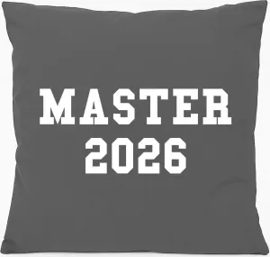 Подушка для дивана Huuraa Master 2026, подарок на выпускной, 40x40 см, с наполнителем из хлопка стального серого цвета, сувенир Master 2026 Hellweg Druckerei