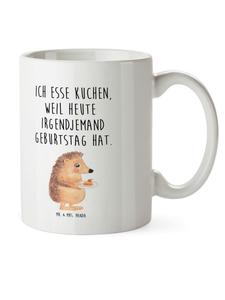 Детская кружка в виде кусочка торта с ежиком и надписью белого цвета Mr. & Mrs. Panda