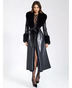 Женское черное пальто Zaida из искусственной кожи с отделкой из искусственного меха Miss Circle, черный