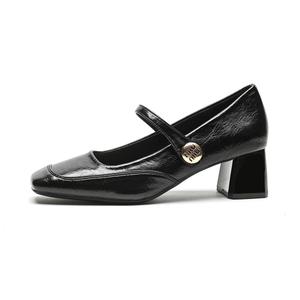 Туфли Мэри Джейн на массивном каблуке для женщин QITUMAUL, Black[Heel Height 5Cm]