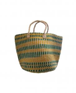 Большая экологичная корзина-сумка ручной работы из сизаля с цитрусовыми нотками SAWA SAWA, Green and yellow