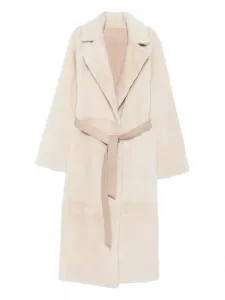 Пальто из овчины с поясом Manzoni 24, нейтральный