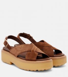 Замшевые сандалии на платформе Prada, Brown