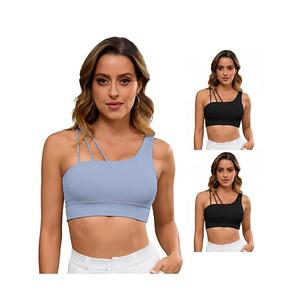 3 упаковки женских спортивных топов с тонкими асимметричными лямками Inspire Chic, Black Blue