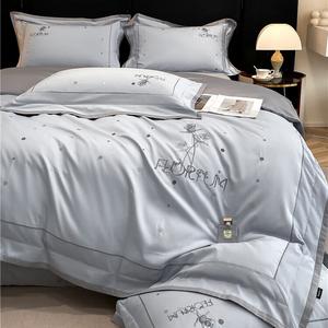 LUOLAI HOME Комплект постельного белья 1,5 м, пододеяльник 200x230 см, 4 предмета, Rose Garden, Moonlight Blue