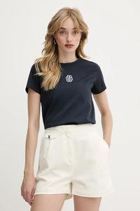 Хлопковая футболка Boss, темно-синий