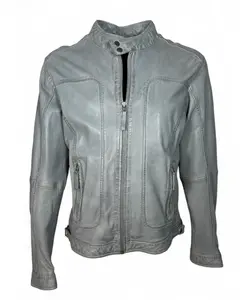 Мужская кожаная куртка Cyril серого цвета Oakwood, серый