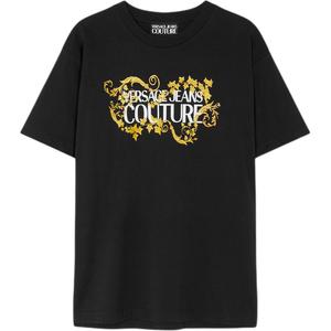 Футболка из хлопка с логотипом VERSACE JEANS COUTURE, черный