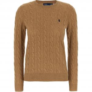 Вязаный свитер с вышитым логотипом и косами Polo Ralph Lauren, camel