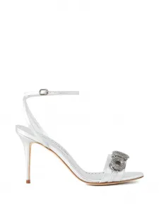 Сандалии, украшенные кристаллами Manolo Blahnik, серебряный