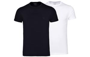 Две упаковки футболок из чистого хлопка Regular fit EMPORIO ARMANI, черно-белый