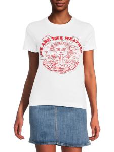 Футболка из хлопка с графическим принтом Солнце Stella McCartney, цвет Pure White