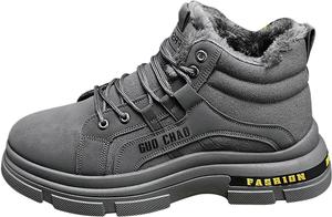 Мужские зимние ботинки с меховой подкладкой, водонепроницаемые, теплые, шнуровка, противоскользящие, на низком ходу, легкие спортивные походные ботинки Generic, серый