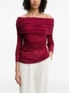 Драпированный топ с открытыми плечами NEVER FULLY DRESSED, красный