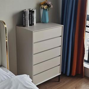 Yu Senyi Комод 60 см для спальни из массива дерева, 5 ящиков, цвет milk tea gray
