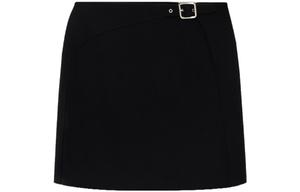 Шерстяная миниюбка с поясом JIL SANDER, черный