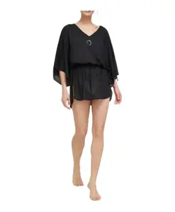 Платье-Кафтан с акварельным логотипом Trussardi, черный