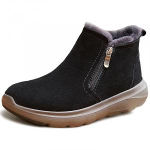 Теплые, нескользящие, короткие зимние ботинки для женщин Devanro, Black-Shearling